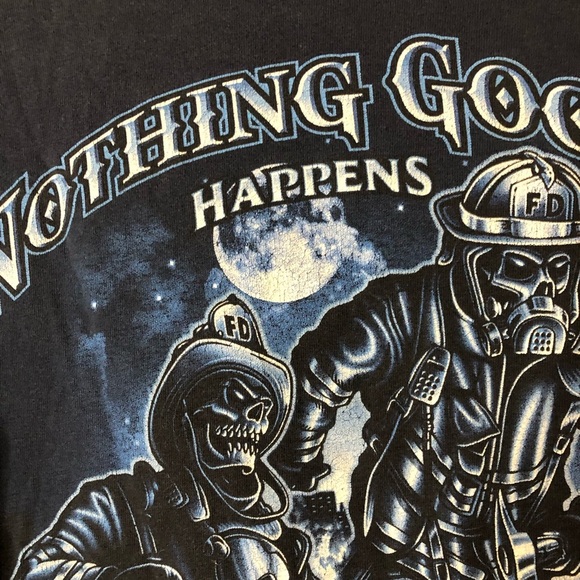 Gildan Coral Gables Nothing good after midnight Firefighters Blue Youth medium - Picture 4 of 6